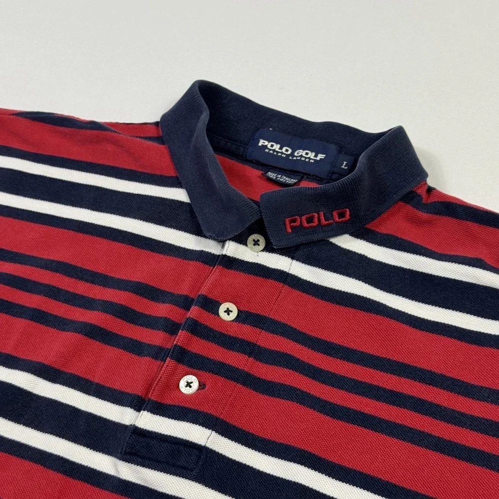 Ralph Lauren Polo Golf Pro Polo Shirt Striped Short Sleeve Multicolor Mens Large